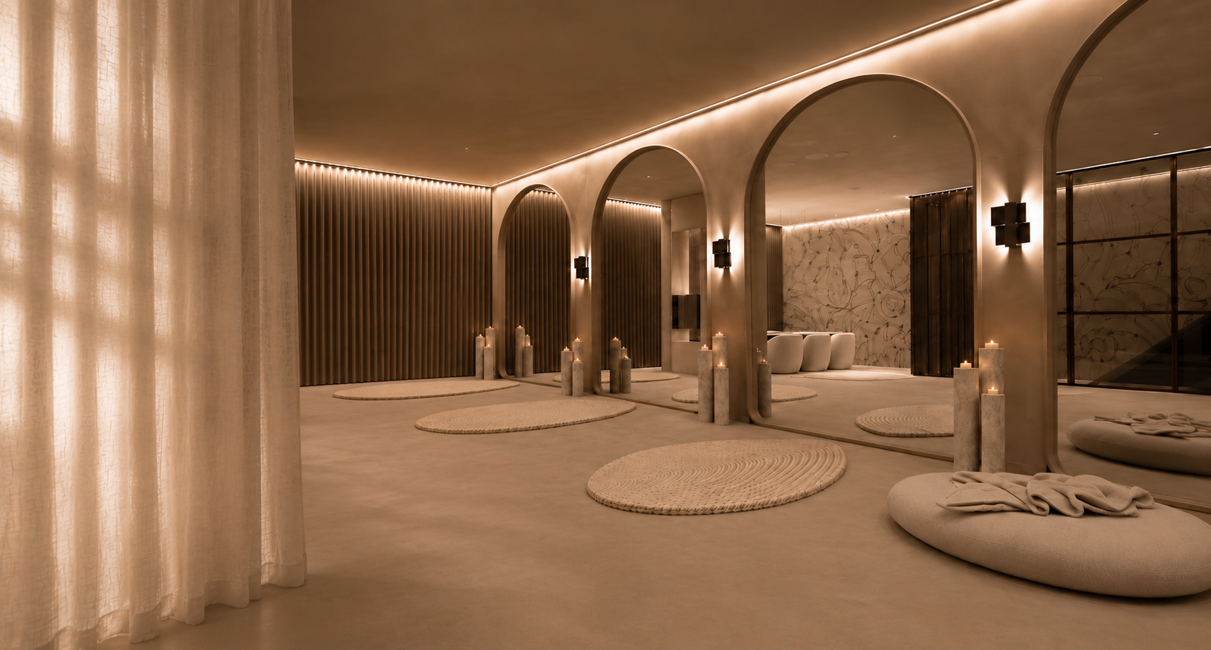 Rustig, warm studio-interieur met natuurlijke materialen
